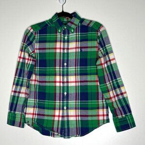 Polo Ralph Lauren Cotton Madras Button Down Shirt Boy's Size 10-12 Medium